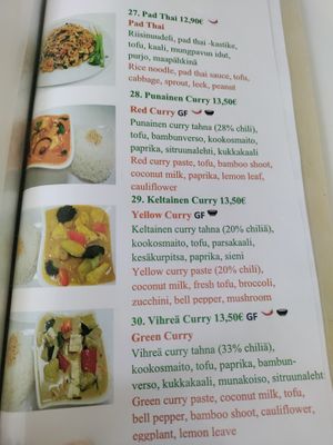 Menu at Loving Hut in Helsinki