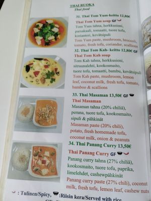 Menu at Loving Hut in Helsinki