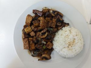 Tofu mushroom at Loving Hut in Helsinki