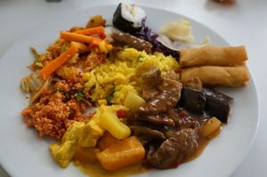 Mix from the lunch buffet at Loving Hut in Helsinki