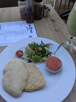 Toast with 🍅 at Roots Cafe in San Pedro De Alcantara