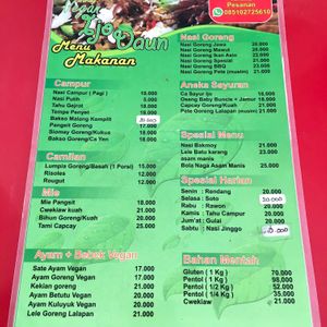 Menu  at Ijo Daun Vegan in Denpasar