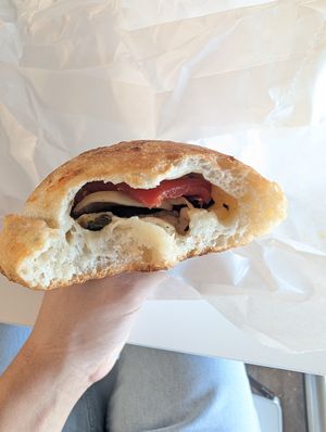 vegan calzone from inside at Millevoglie 2.0 in Venice