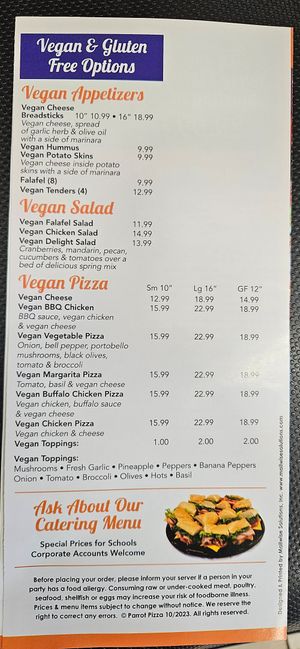 Menu June 2024 at Parrot Pizza Worcester in Worcester