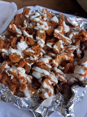 Loaded buffalo chicken fries!  at Moodz Co in Pittsburgh