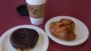 Pumpkin chocolate doughnut and croissant  at Beet Box Bakery & Cafe in Denver