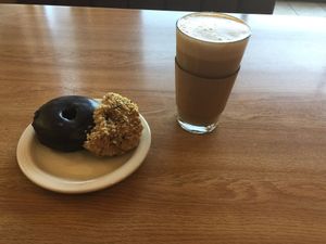 vegan donuts and soy latte... yummy!!!! at Beet Box Bakery & Cafe in Denver