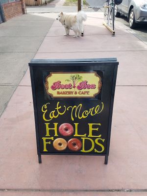 Sign outside :) at Beet Box Bakery & Cafe in Denver