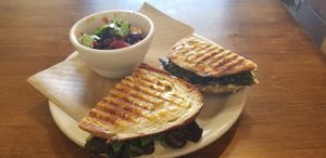 Panini and Black Bean Salad at Beet Box Bakery & Cafe in Denver