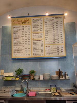 Menu for humans at Cosmos-Heart Cafe in Augsburg