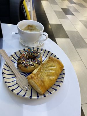 Pistachio pate croissant, donut and soy latte  at Bon Appetit  in Ho Chi Minh City