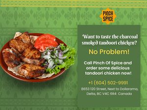 Indian food in Delta at Pinch Of Spice - Indian Cuisine - Banquet Hall in Delta