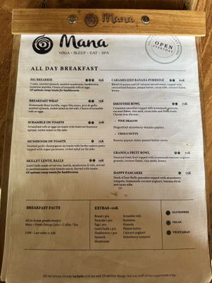 All day Breakfast menu   at Mana Retreat in 