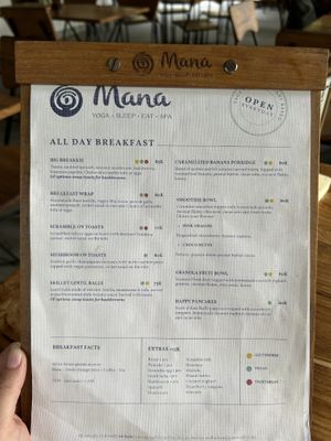 Menu July  at Mana Retreat in 