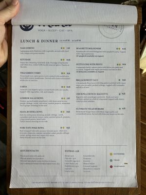 Menu July  at Mana Retreat in 