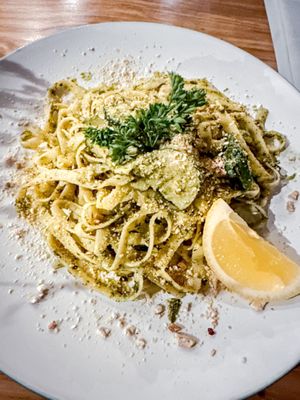 Fettuccine with pesto  at Mana Retreat in 