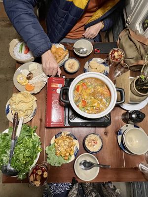 Hot pot for two and sides   at Thong Dong 2 - Vegan Friendly Kitchen in Lao Cai