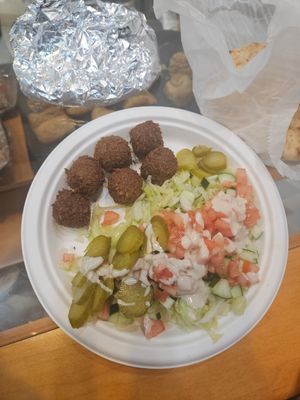 Falafel salad plate at Rami's in Brookline
