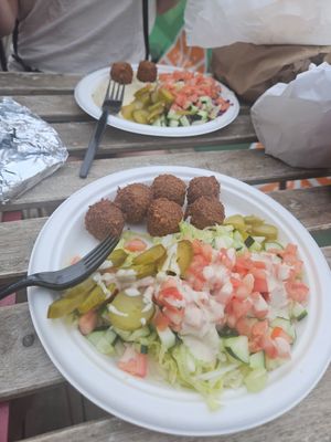Falafel salad plate (comes with pita) at Rami's in Brookline