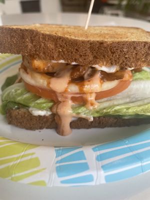 BBQ tofu sandwich   at The Pressure Spot in St Thomas