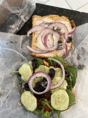 Mediterranean Sandwich, delicious and light.  at The Pressure Spot in St Thomas