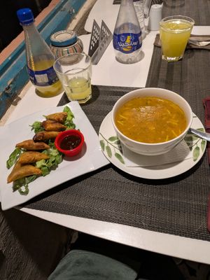 Moroccan soup and Briouates at Simple in Marrakech
