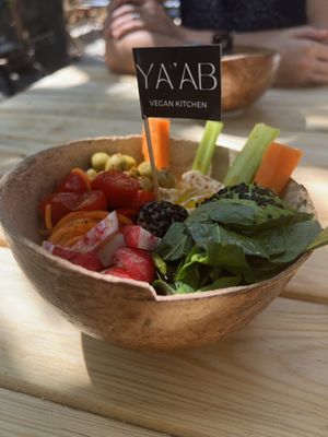 The classic hummus bowl  at YAAB Vegan Kitchen in Puerto Escondido