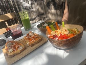 Amazing hummus bowls!  at YAAB Vegan Kitchen in Puerto Escondido
