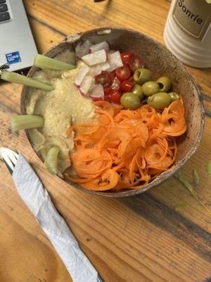 El Classico hummus bowl  at YAAB Vegan Kitchen in Puerto Escondido