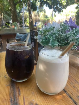 Cold brew & iced latte   at YAAB Vegan Kitchen in Puerto Escondido
