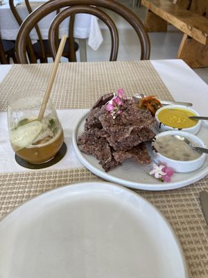 Rice nacho and Peachy combu   at Kina Kind Cuisine in Pattaya