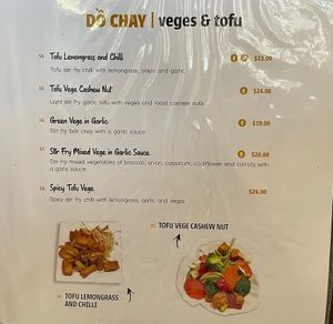 Dinner menu (but they will let you order it at lunch if you ask) at Saigon Star in Christchurch