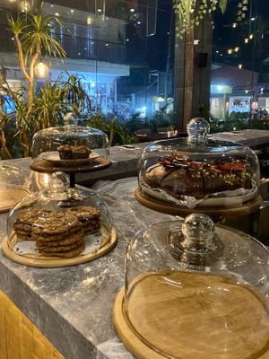 Some countertop dessert options. We took a slice of the chocolate cake to go.  #Veganuary at Ver De in El Nido