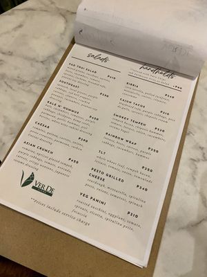Menu: Salads & Handhelds  at Ver De in El Nido