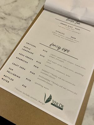 Menu: Drinks  at Ver De in El Nido