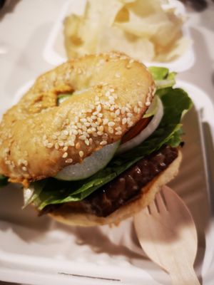 Smokey Tempeh Bagel - take out at Ver De in El Nido