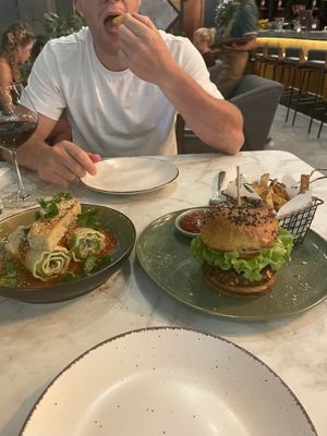 Lasagne roll ups and the bean burger  at Ver De in El Nido