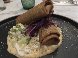 Tex mex rolls filled with tofu and corn, served with vegan ranch  at Ver De in El Nido