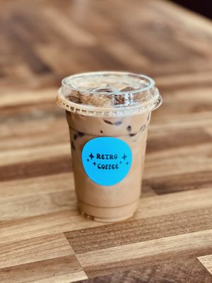 The ‘Hellbender’ Iced Latte minus caramel  at Retro Coffee in Asheville