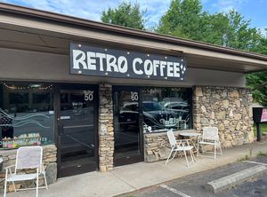 Retro Coffee - sign outside  at Retro Coffee in Asheville