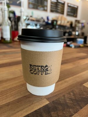 Hot oatmilk cappuccino.   at Retro Coffee in Asheville