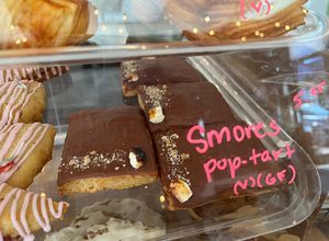 Vegan pastries from Back Porch Baking Co. in the case at Retro Coffee. The s’mores pop tart was amazing!   at Retro Coffee in Asheville