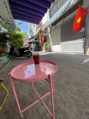 The restaurant is down a little side street, with the seating outside.  at Hana Smoothie in Ho Chi Minh City
