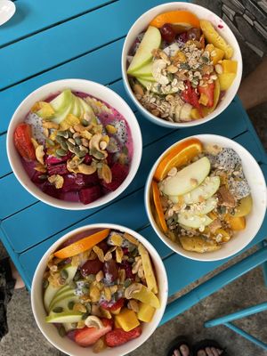 Pink, rainbows and yellow smoothie bowls  at Hana Smoothie in Ho Chi Minh City