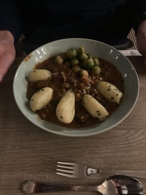 Gulasch with seitan   at Schlosshotel Blankenburg in Blankenburg Harz