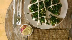 raw vegan pizza  at Earth Cafe and Market in Ubud