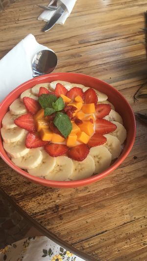 Coconut yoghurt, granola and fruit (had run out of the mixed berries it was listed with but were very helpful & tasted just as good!)  at Earth Cafe and Market in Ubud