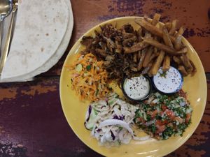Vegan shwarma plate with pita bread at Lebanese Bites - Food Stall in Koh Phangan