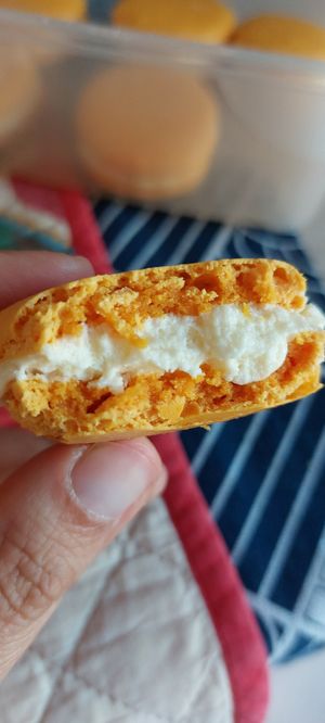 Orange macarons at Nomad CHEF in Munich