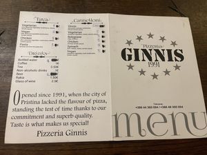 Menu   at Ginnis Pizzeria  in Pristina